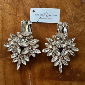 Anton Heunis Octagon Chandelier Earrings in Crystal & Gold Dangle Revolve new